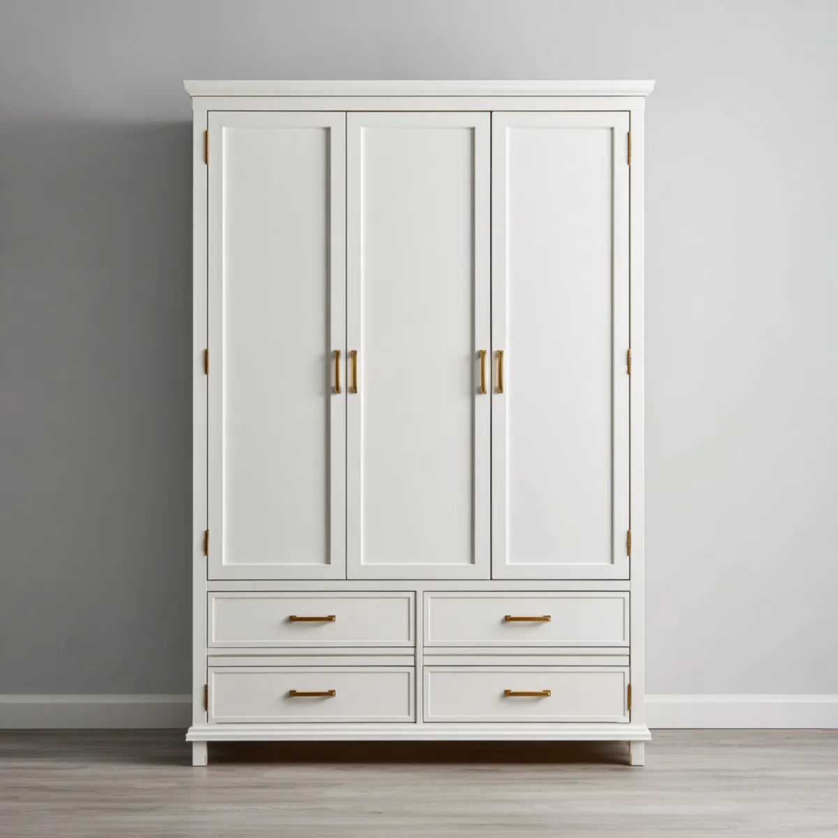 Armadio guardaroba bianco 150 x 55 x 200 cm in MDF rettangolare con 3 ante e 4 cassetti