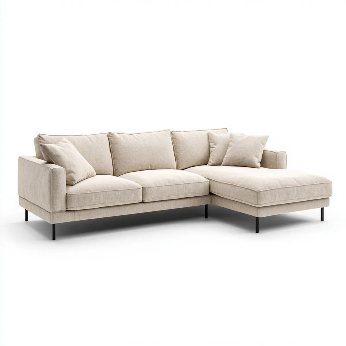 Divano angolare con chaise longue destra beige 250 x 160 x 85 cm in poliestere a L