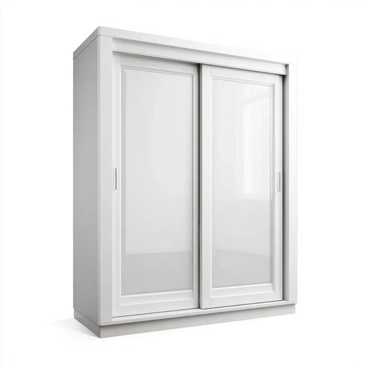 Armadio guardaroba 2 ante scorrevoli bianco 120 x 60 x 200 cm in pannelli di truciolare melaminico rettangolare