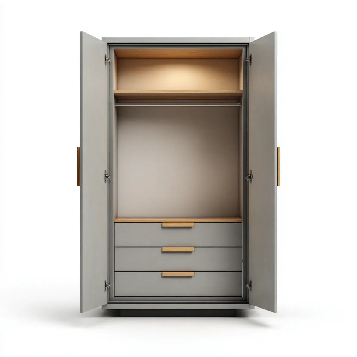 Armadio guardaroba 2 ante grigio e rovere con 3 cassetti in MDF 90 x 55 x 190 cm rettangolare