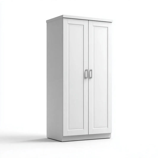 Armadio guardaroba a 2 ante bianco in MDF 80 x 52 x 180 cm rettangolare