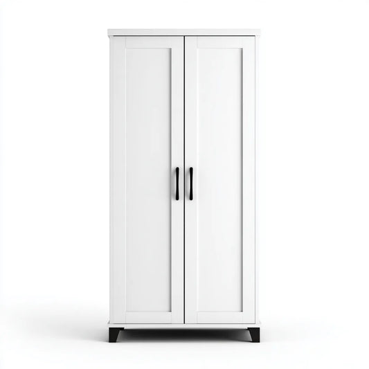 Armadio guardaroba a 2 ante bianco 80 x 50 x 180 cm in MDF rettangolare