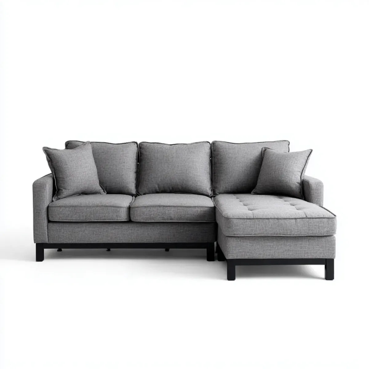 Divano angolare 3 posti con chaise longue destra grigio in poliestere a L 230 x 150 x 85 cm