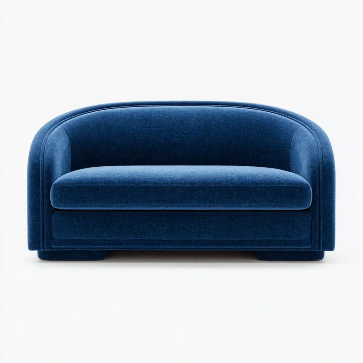 Divano 2 posti blu in velluto di poliestere forma curva 140 x 78 x 74 cm
