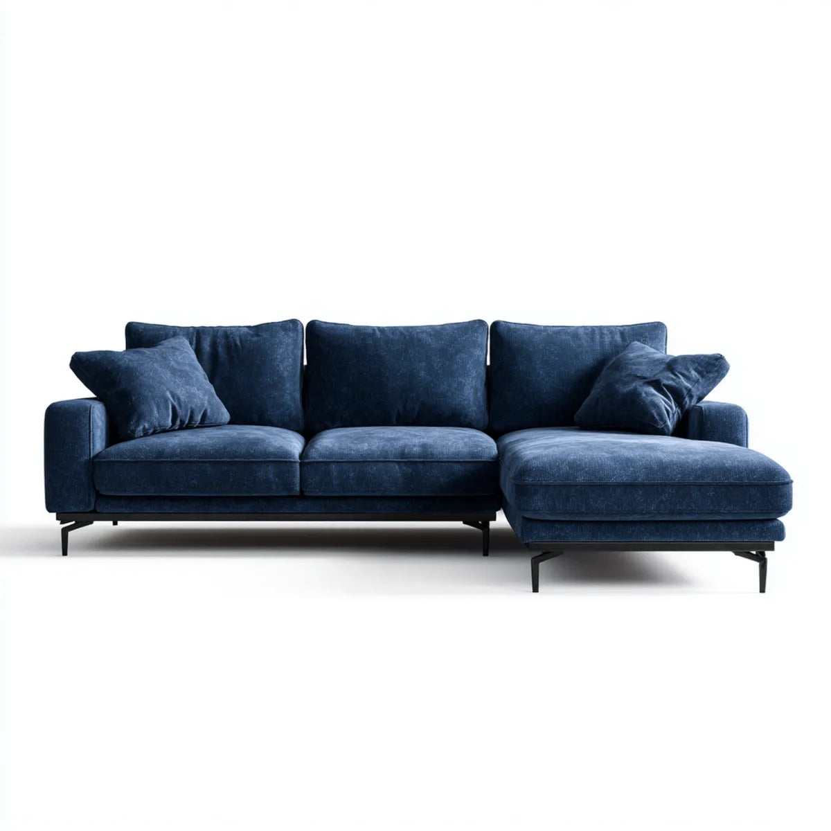 Divano angolare 3 posti con chaise longue destra blu navy 285 x 165 x 85 cm rivestimento in velluto di poliestere
