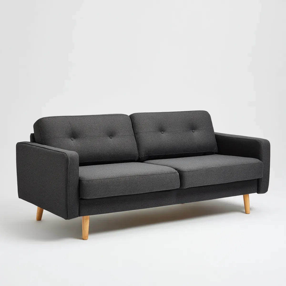 Divano 2 posti grigio antracite 160 x 82 x 82 cm in poliestere con gambe in legno massello forma rettangolare