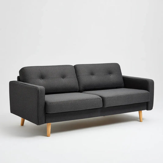 Divano 2 posti grigio antracite 160 x 82 x 82 cm in poliestere con gambe in legno massello forma rettangolare