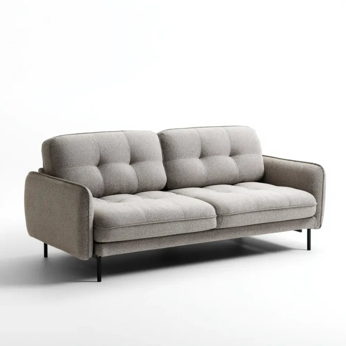 Divano 2 posti grigio 180 x 85 x 82 cm in poliestere con gambe in acciaio forma rettangolare